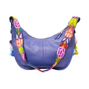 Cristina Orozco Blue Leather Luna Handbag